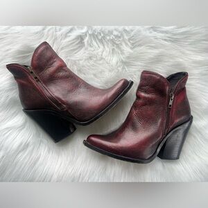 Jeffrey Campbell Distressed Oxblood Burgundy Ankle Booties, Size EU 38